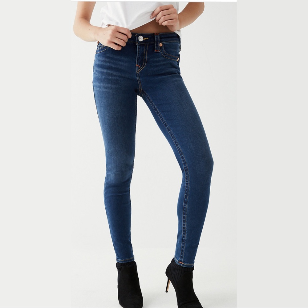 True Religion HALLE SUPER SKINNY JEAN Blue Size 26